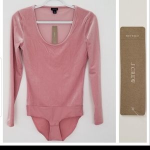 NWT J Crew Scoopneck stretch velvet bodysuitXXS